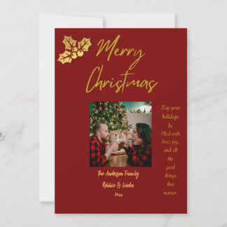 Festividades Cartão de Natal Personalizado para Casais Vermelho