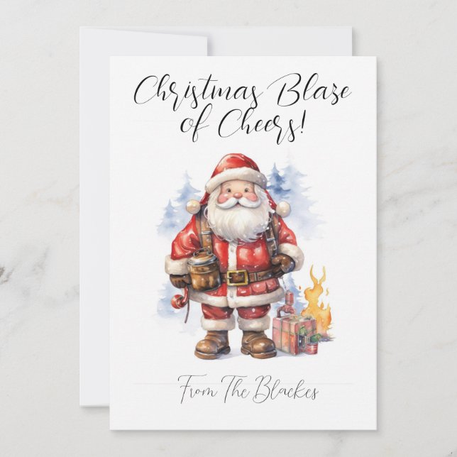 Festividades Cartão De Natal Personalizado Para Um Bombeiro (Frente)
