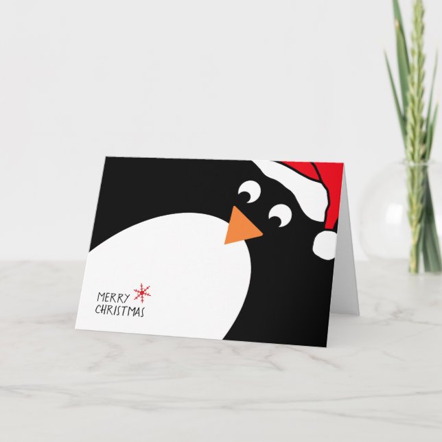 Festividades Cartão de Natal Personalizado Pinguim (Frente)