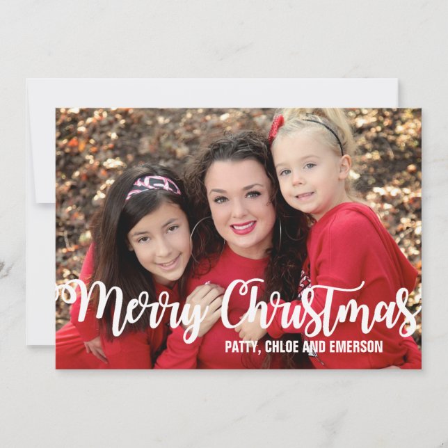 Festividades Cartão de Natal Personalizado, Vermelho e Branco (Frente)