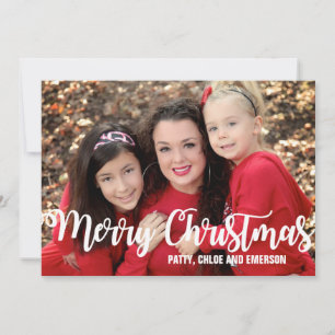 Festividades Cartão de Natal Personalizado, Vermelho e Branco