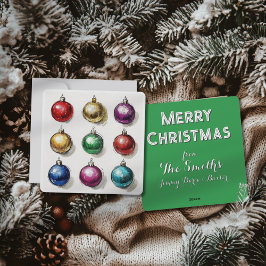 Festividades Cartão de Natal Personalizável Com Enfeites Colori