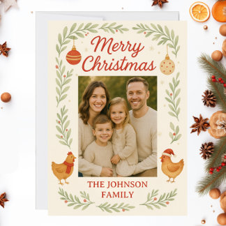 Festividades Cartão de Natal personalizável com foto de frango