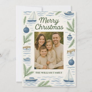 Festividades Cartão de Natal personalizável com foto tema lago