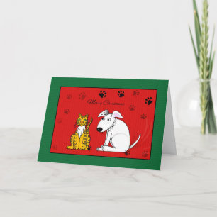 Festividades Cartão de Natal Pet Dog e Cat