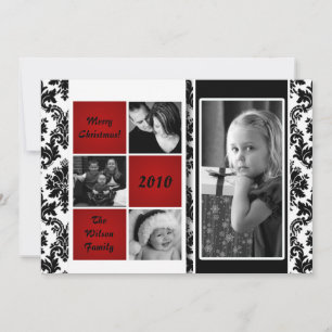 Festividades Cartão de Natal PHOTO de Damask Red Box 5 x 7