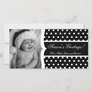 Festividades Cartão de Natal PHOTO de Quadro de Bolinhas Preto 