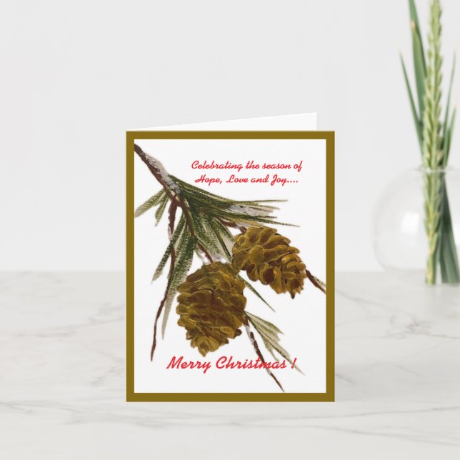 Festividades Cartão de Natal Pine Cone (Frente)