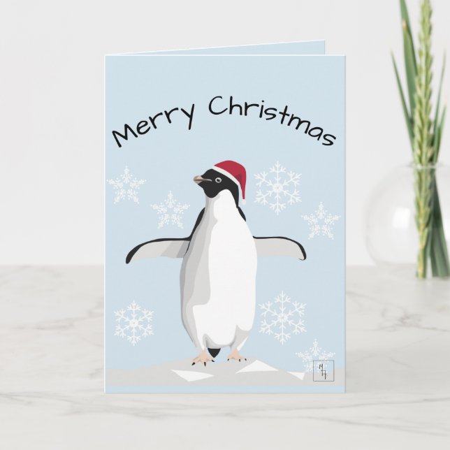 Festividades Cartão de Natal Pinguim Feliz (Frente)