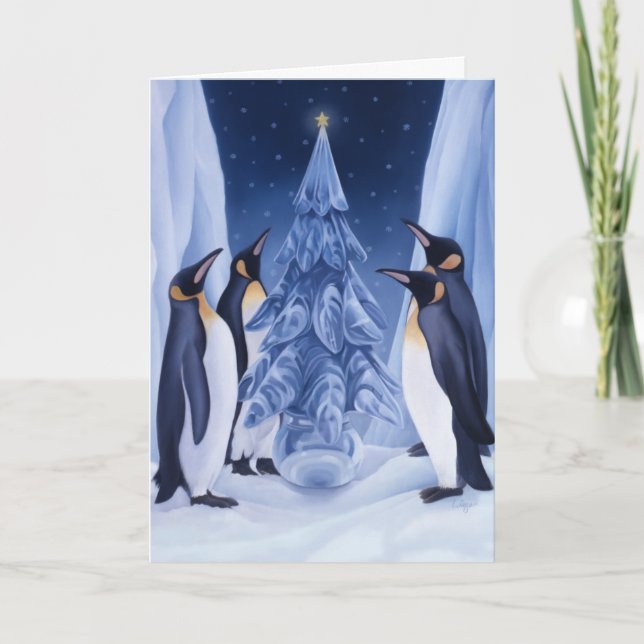 Festividades Cartão de Natal Pinguins (Frente)