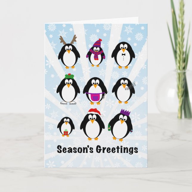 Festividades Cartão de Natal Pinguins (Frente)