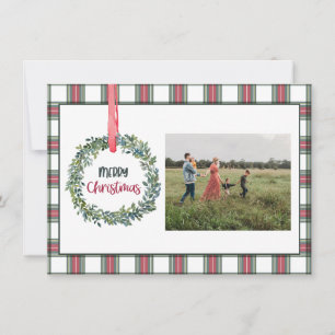 Festividades Cartão de Natal Plaid Personalizado com Foto