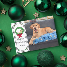 Cartão de Natal Plano com Foto de Cachorrinho Labr