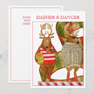 Festividades Cartão de Natal Plano DASHER DANCER 5x7