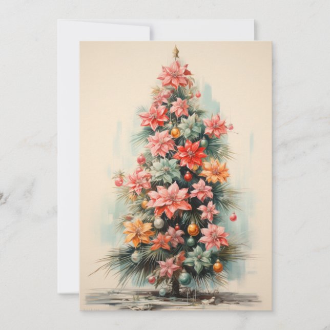 Festividades Cartão de Natal Plano de Árvore de Natal Rosa Anti (Frente)