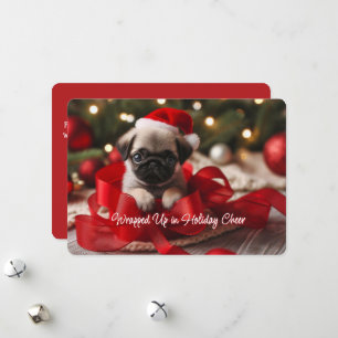 Festividades Cartão de Natal Plano de Cachorrinho Pug Emocionan