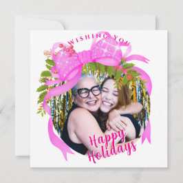 Festividades Cartão de Natal Plano de Fita Rosa Brilhante