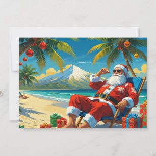 Festividades Cartão de Natal Plano de Praia Tropical do Papai N