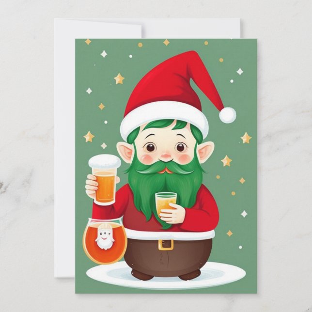 Festividades Cartão de Natal Plano do Elfo Divertido (Frente)