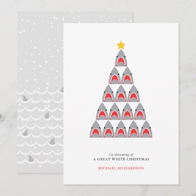 Festividades Cartão de Natal Plano do Tubarão Branco Grande (Frente/Verso)