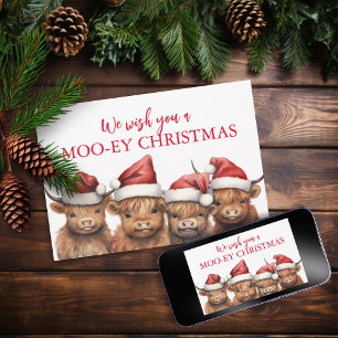 Festividades Cartão de Natal Plano Highland Cow