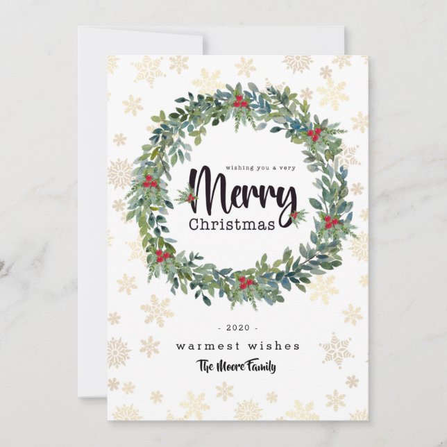 Festividades Cartão de Natal Plano ouro Snowflake (Frente)