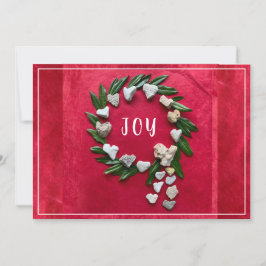 Festividades Cartão de Natal Plano Vermelho/Branco Coroa de Nat