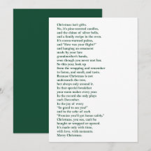 Cartão de Natal Poema Sem Foto (Verde) Presentes N