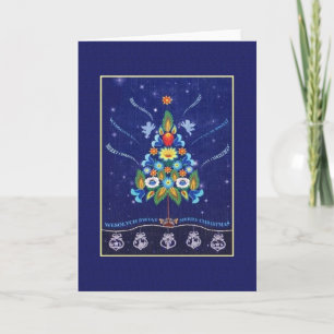 Festividades Cartão de Natal Polonês Retroativo Bilíngue
