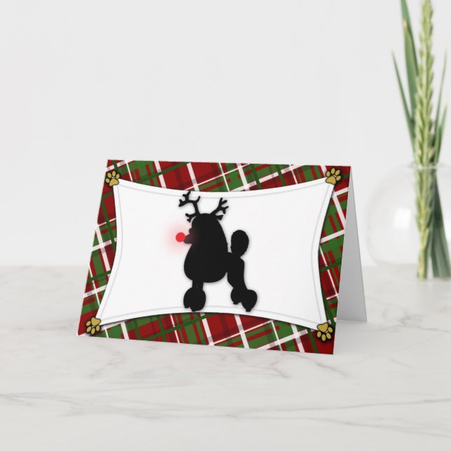 Festividades Cartão de Natal Poodle Reindeer (Frente)