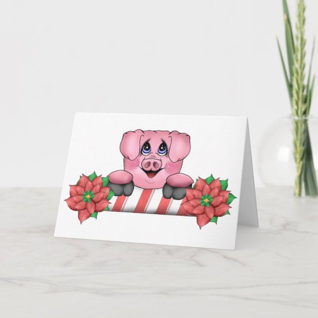 Festividades Cartão de Natal Porquinho (Frente)