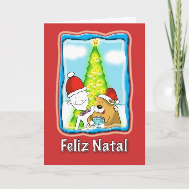 Festividades cartão de natal português (Frente)