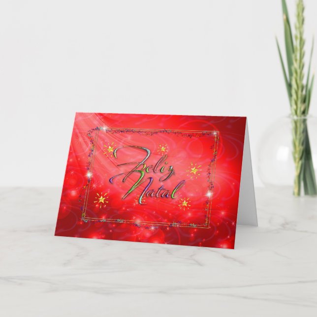 Festividades cartão de Natal português vermelho (Frente)
