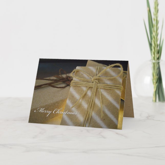 Festividades Cartão de Natal Presente da Kraft (Frente)