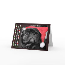 Cartão de Natal preto do Pug