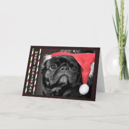 Festividades Cartão de Natal preto do Pug