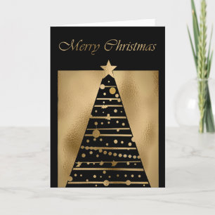 Festividades Cartão de Natal preto e Dourado