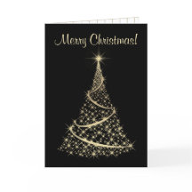 Cartão de Natal preto e Dourado elegante