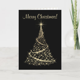 Festividades Cartão de Natal preto e Dourado elegante