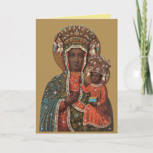 Festividades Cartão de Natal Preto Madonna e Criança