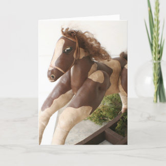 Festividades Cartão de Natal primitivo da arte popular - cavalo