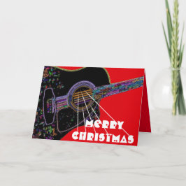 Festividades Cartão de Natal psicadélico da guitarra