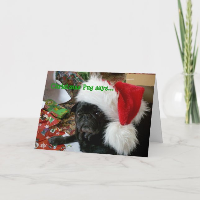 Festividades Cartão de Natal Pug (Frente)