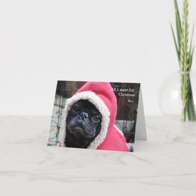 Festividades Cartão de Natal Pug (Frente)