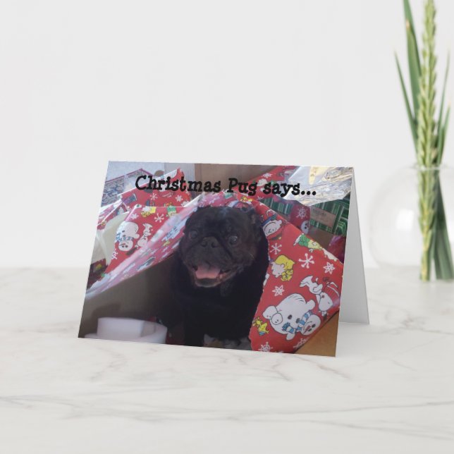 Festividades Cartão de Natal Pug (Frente)