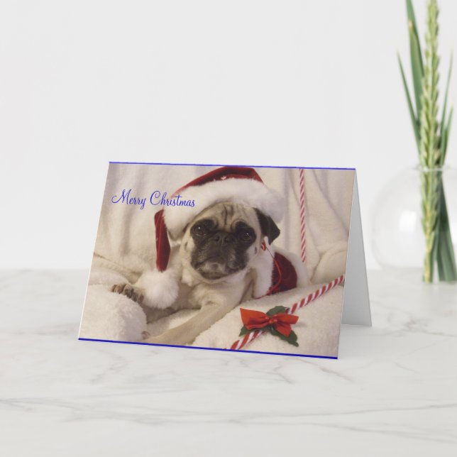 Festividades Cartão de Natal Pug (Frente)