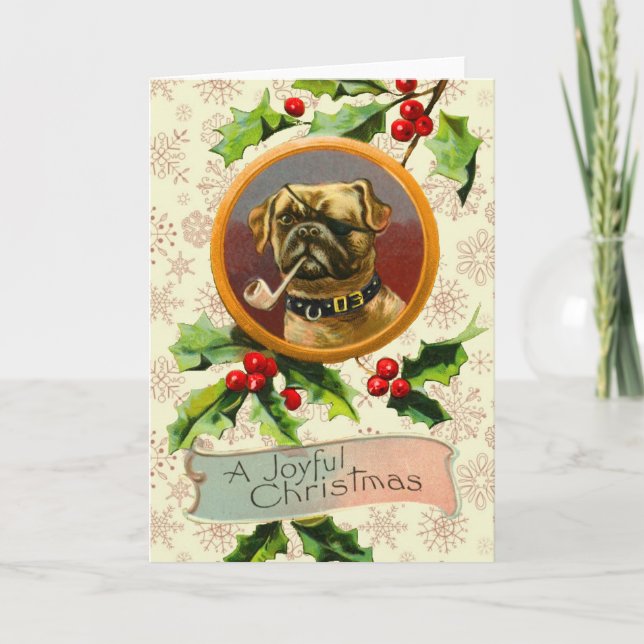 Festividades Cartão de Natal Pug (Frente)