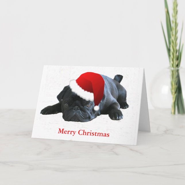 Festividades Cartão de Natal Pug (Frente)