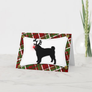 Festividades Cartão de Natal Pug Reindeer