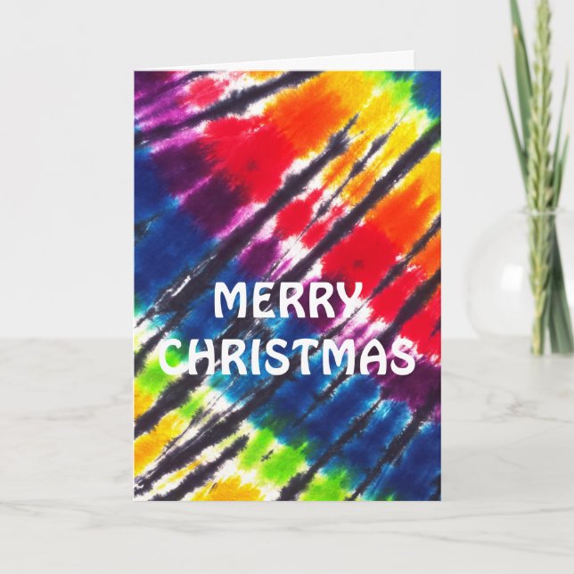 Festividades Cartão de Natal Rainbow Tie Dye (Frente)